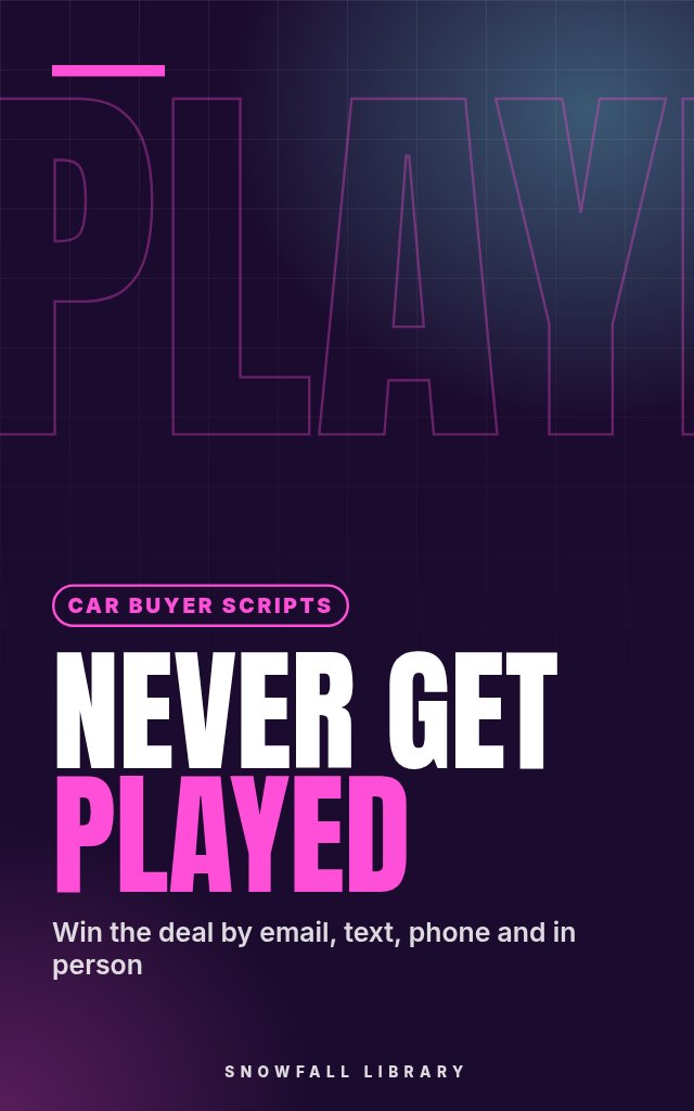 Never Get Played: Car Deal Scripts for Email, Text, Phone and the Showroom cover